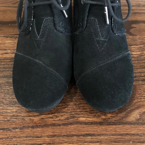 Toms Black Suede Desert Wedge Ankle Boots Booties 380515 Women Size 9 Lace Up, - Picture 6 of 13